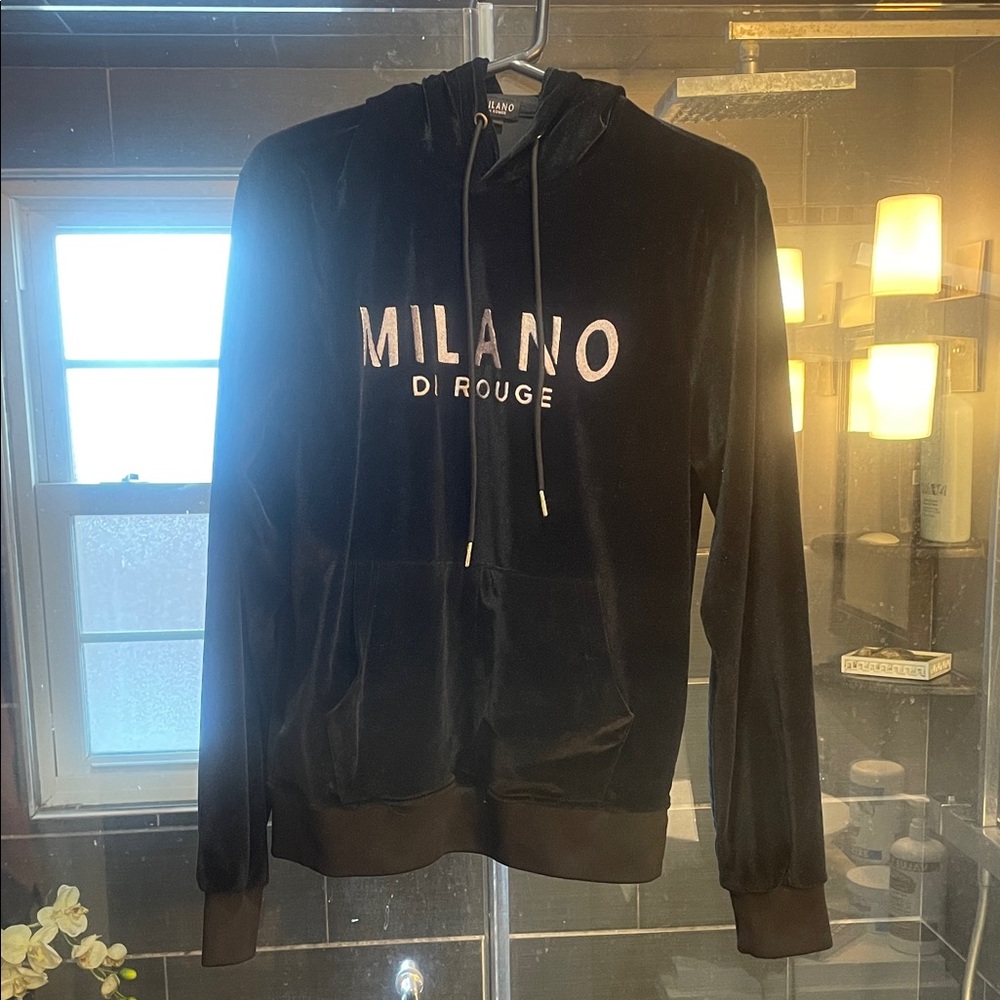 Milano Di Rouge Set Velvet Black Hoodie & Black Sweats